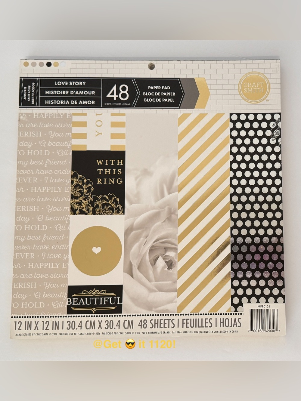 Craft Smith 12x12" Paper Pack - Paper Pad "Love Story" (MPPO131) 48 Sheets